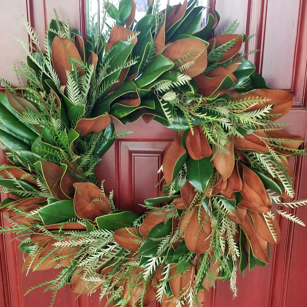 Beautiful Magnolia & Grevillea EverRing Wreath Close Up