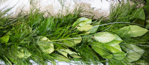 Fresh Salal, Tree Fern and Bear Grass Garland Three Item 
