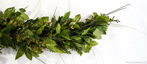 Fresh Salal, Green Huck and Bear Grass Three Item Garland Finished End