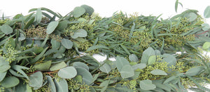 Beautiful Designers Choice Three Item Fresh Garland with Seeded, Silver Dollar and Willow Eucalyptus side by side