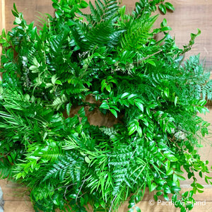Woodland Series Fresh EverRing Wreath with Boxwood, Tree Fren, Podocarpus and Woodland Ferns
